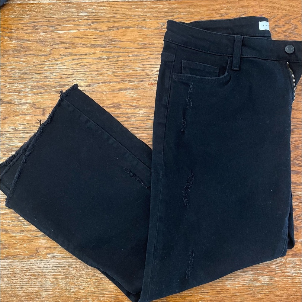 Flying Monkey Women's Distressed Black Split-hem Jeans 31